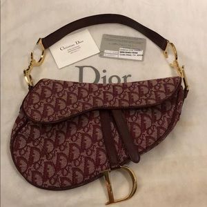 Authentic Burgundy Christian Dior Saddle Bag ,